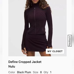 lululemon Define Cropped Jacket Black Plum